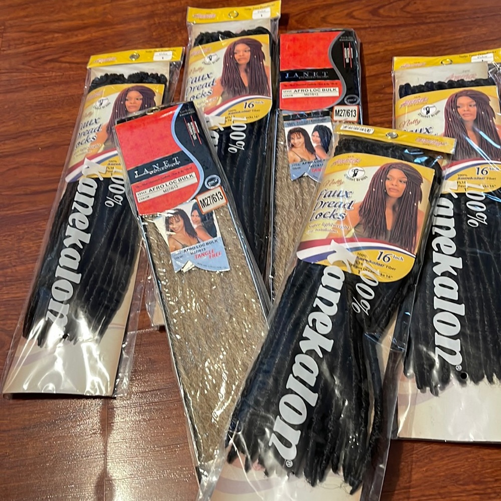 No mystery bundle 6 unopened packs of crochet faux Blonde Locs distressed